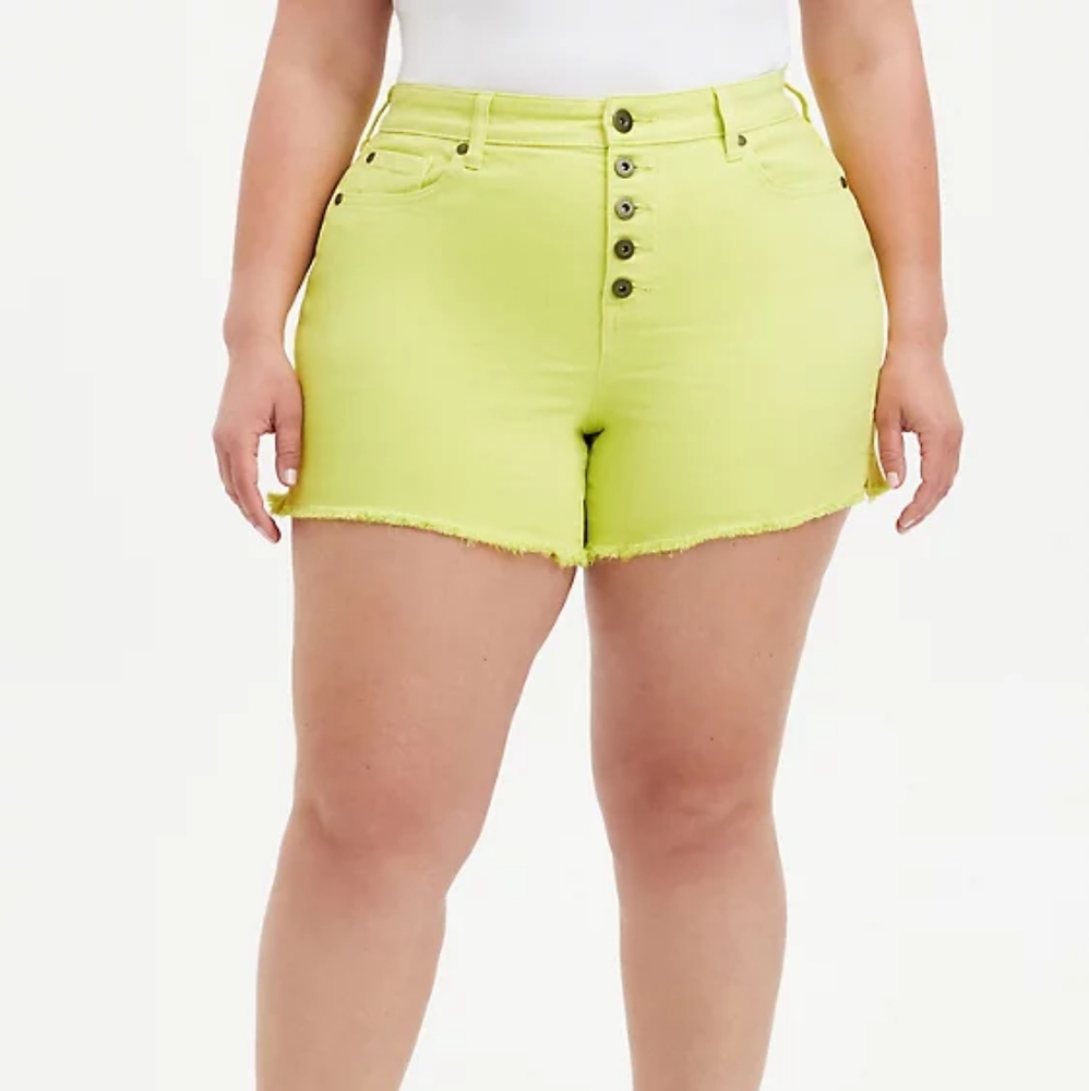 Torrid Yellow High Rise Midi Shorts